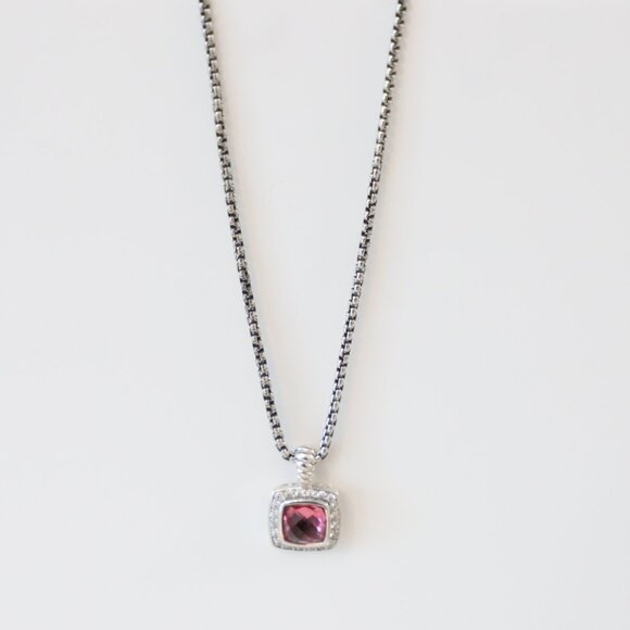 David Yurman Sterling Silver 7mm Albion 18" Necklace Tourmaline with Diamonds - Picture 5 of 7